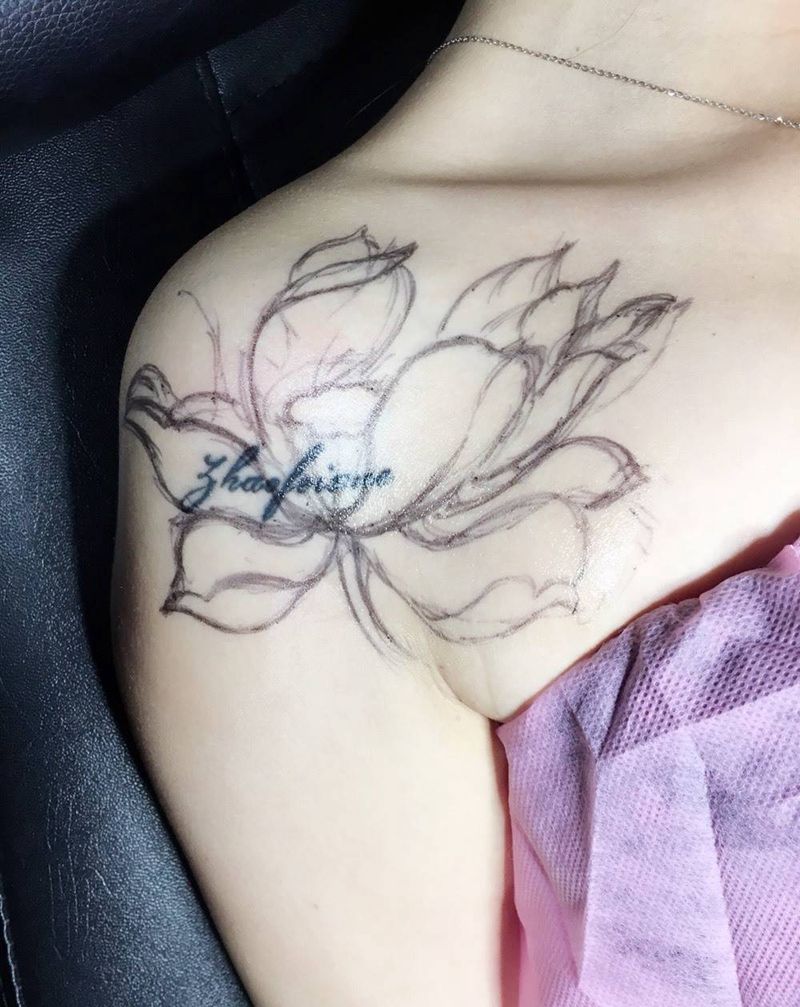 遮盖纹身图片_荆州唯刺青植物传统肩部成品纹身图案