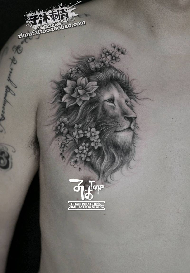 蔓菁花朵盛开在他的刚烈凶猛 也纹身图片_原创成品纹身图案