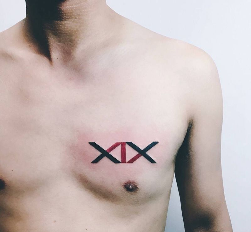 字裡行間的你中有我 | 作品纹身图片_手稿胸部清新字符纹身图案