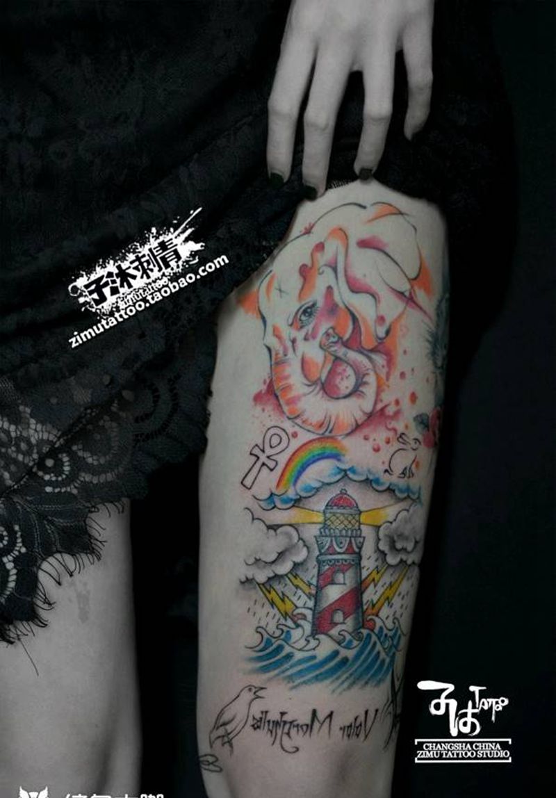 陆陆续续 各个小图拼贴 填满了纹身图片