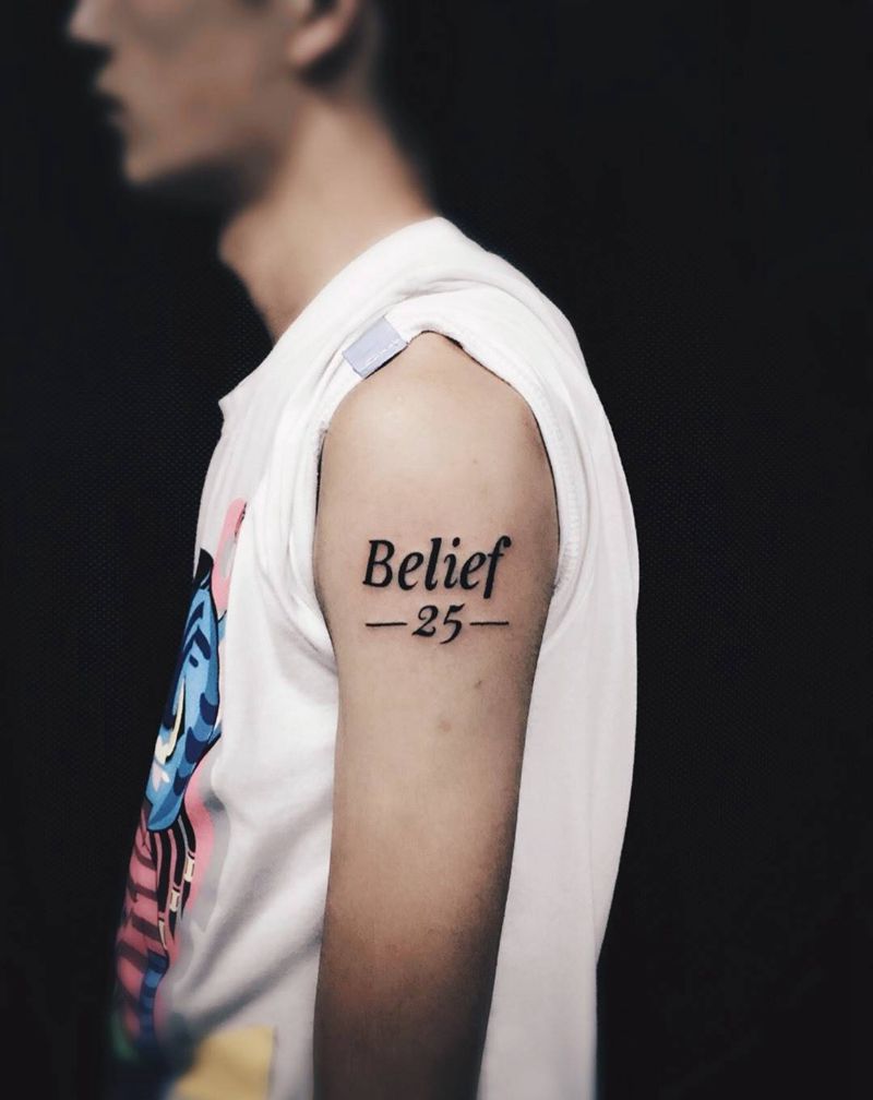 關於你的信仰纹身图片_手稿手臂清新字符纹身图案