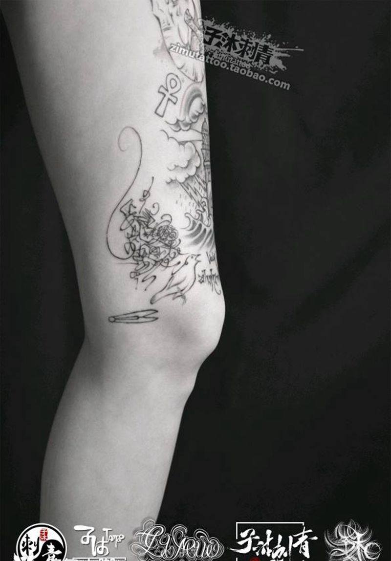 线条抽象纹身图片_几何纹身图案