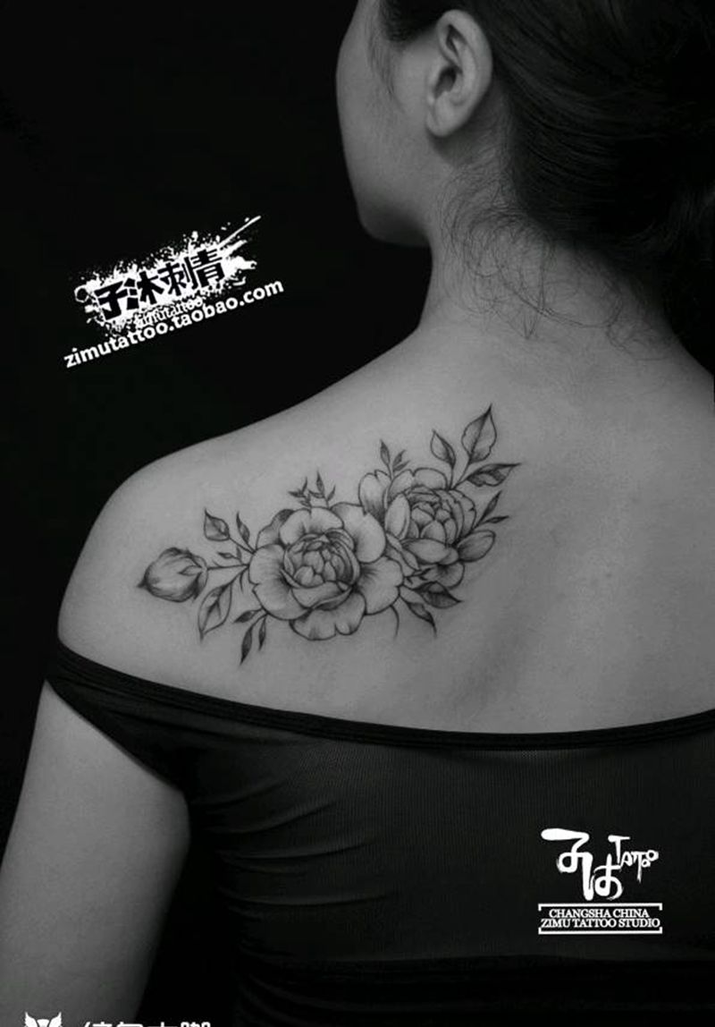 山茶花纹身图片