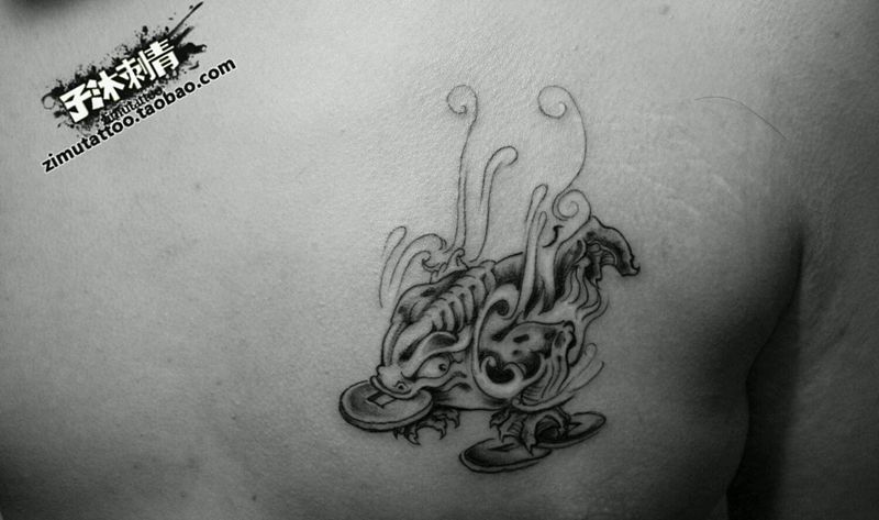 招财蛤蟆纹身图片