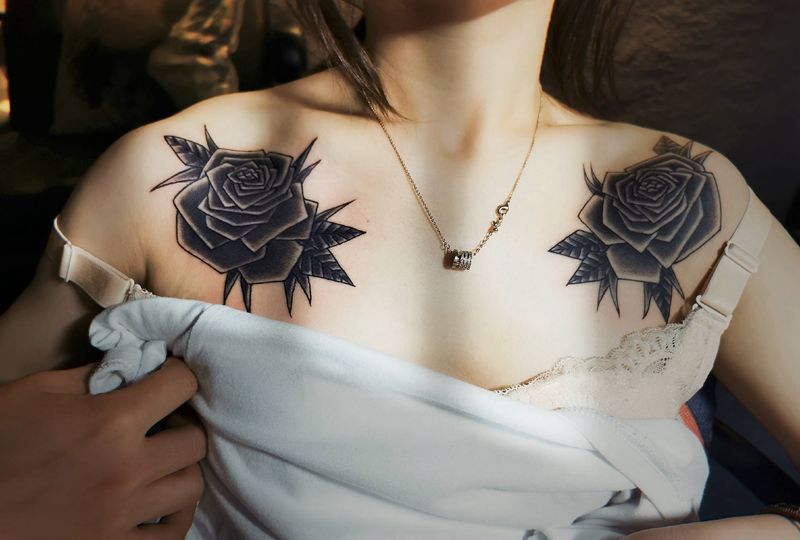 近期一些小作纹身图片_胸部腹部小清新纹身图案