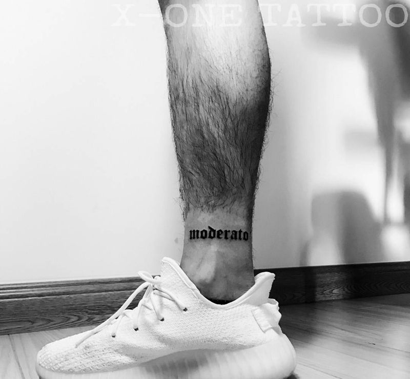 Moderato |作品纹身图片_成品脚部清新字符纹身图案