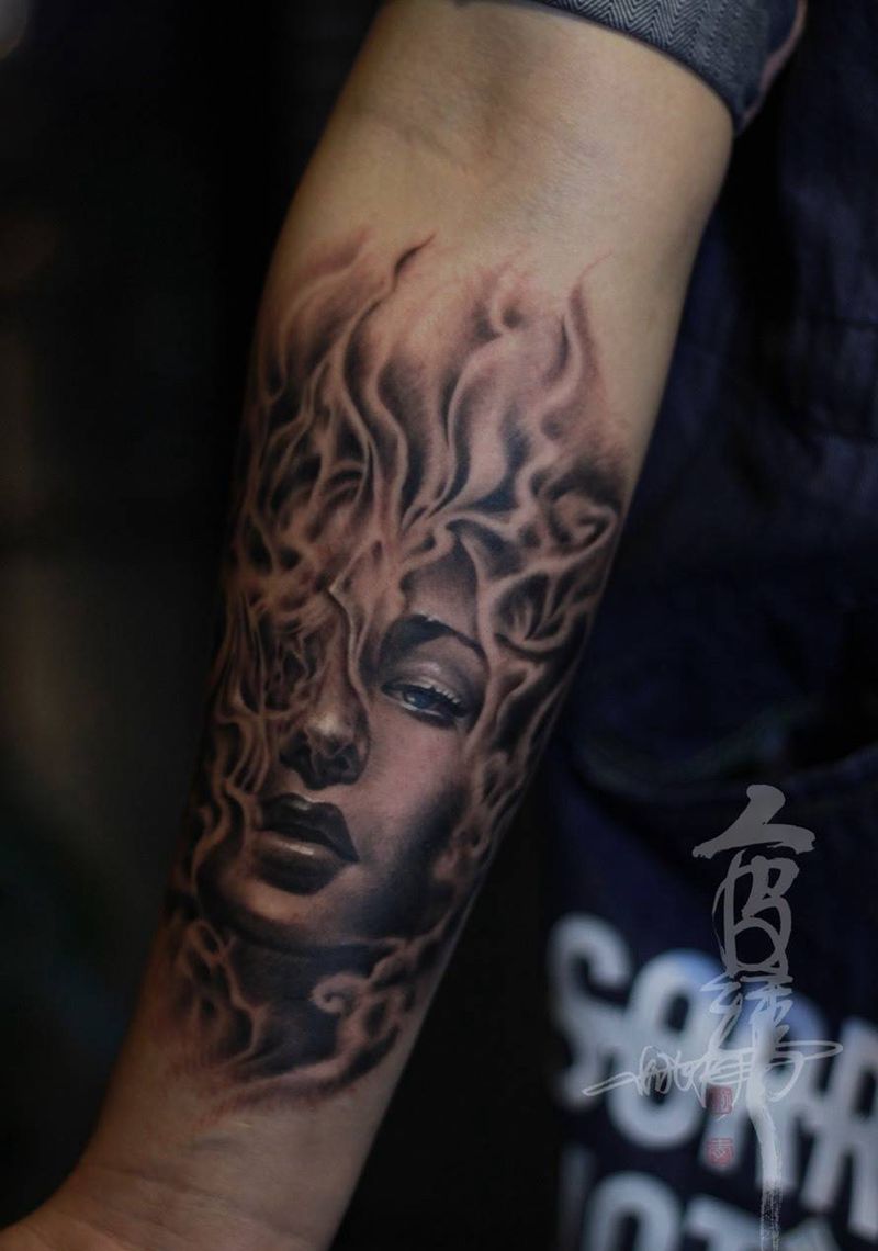 欧美纹身图片_手部手臂欧美肖像写实人物纹身图案