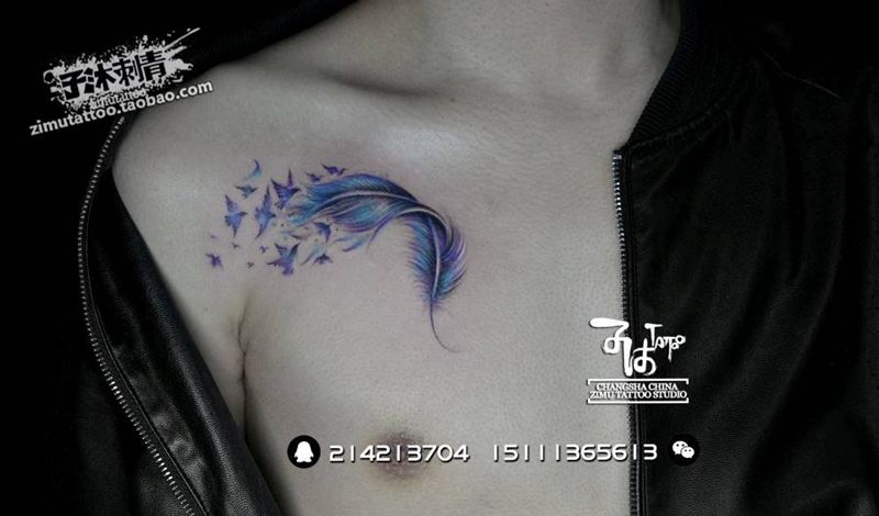 羽毛纹身图片_成品纹身图案