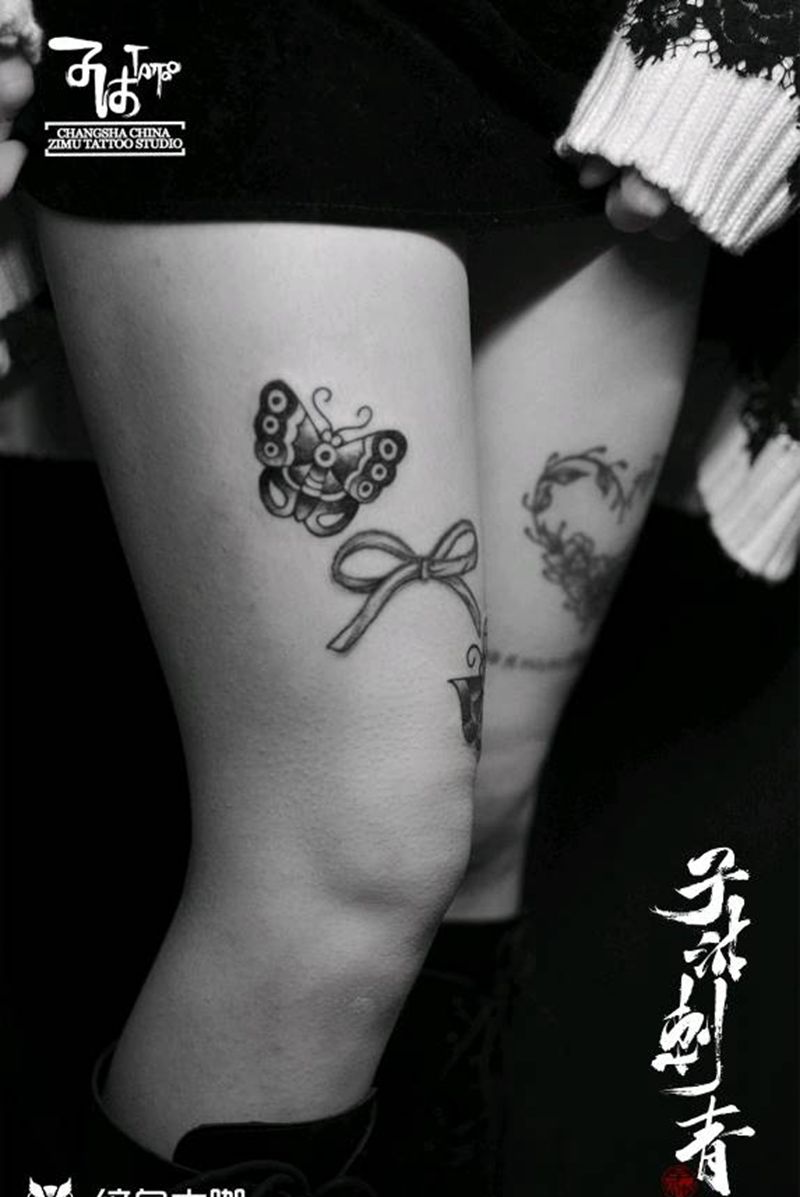 蝴蝶美式传统纹身图片