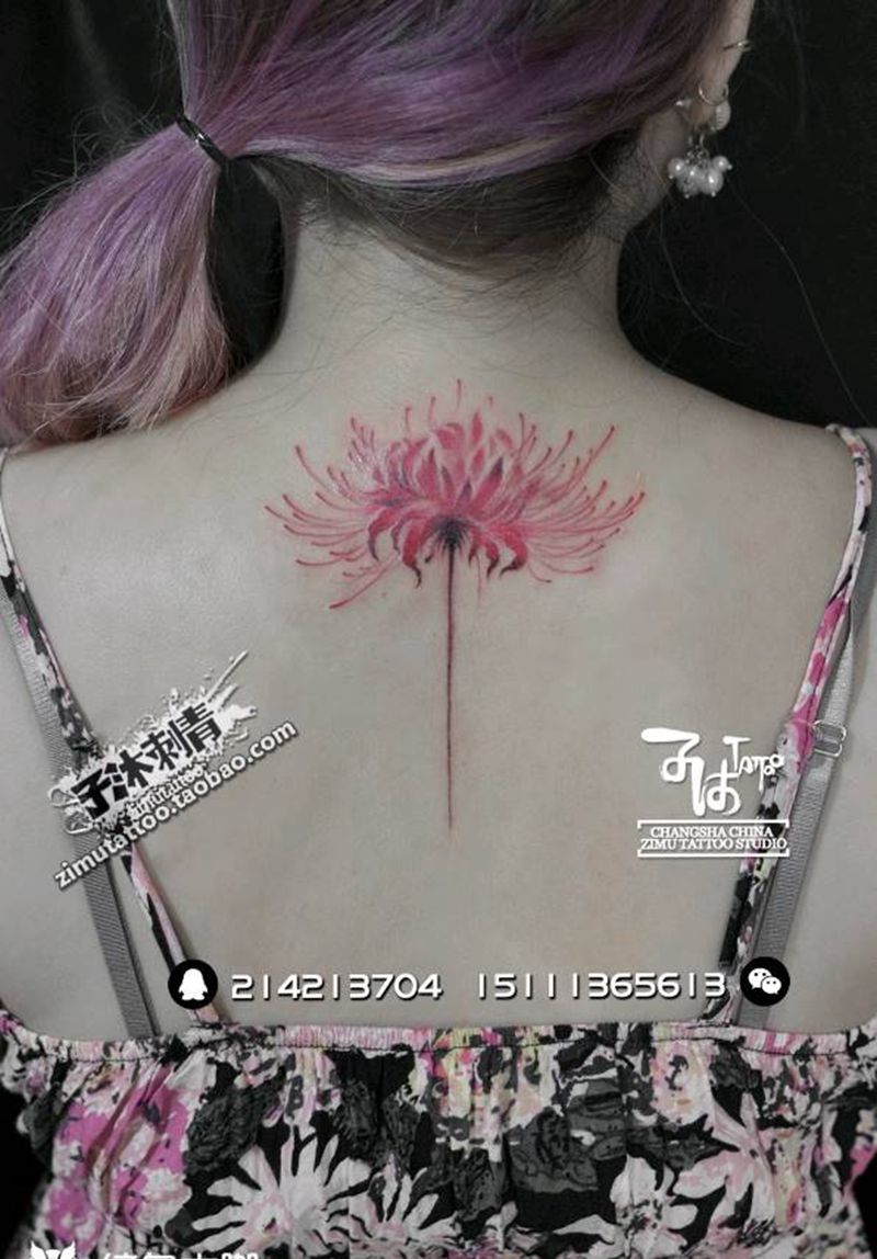 耗时2.1 彼岸花 代表新生与纹身图片_成品纹身图案