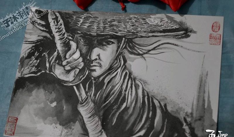 泼墨涂鸦手稿冷风如刀纹身图片