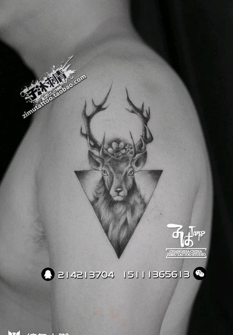 耗时1.9   鹿之仁行纹身图片