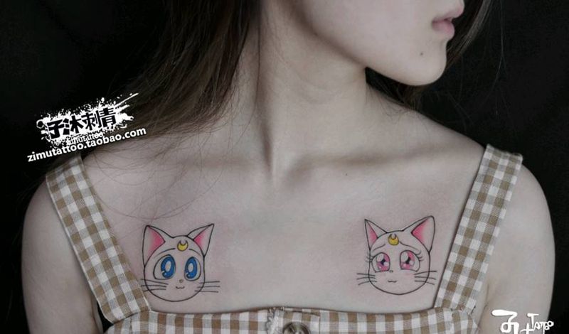 亚提密斯  与  露娜纹身图片