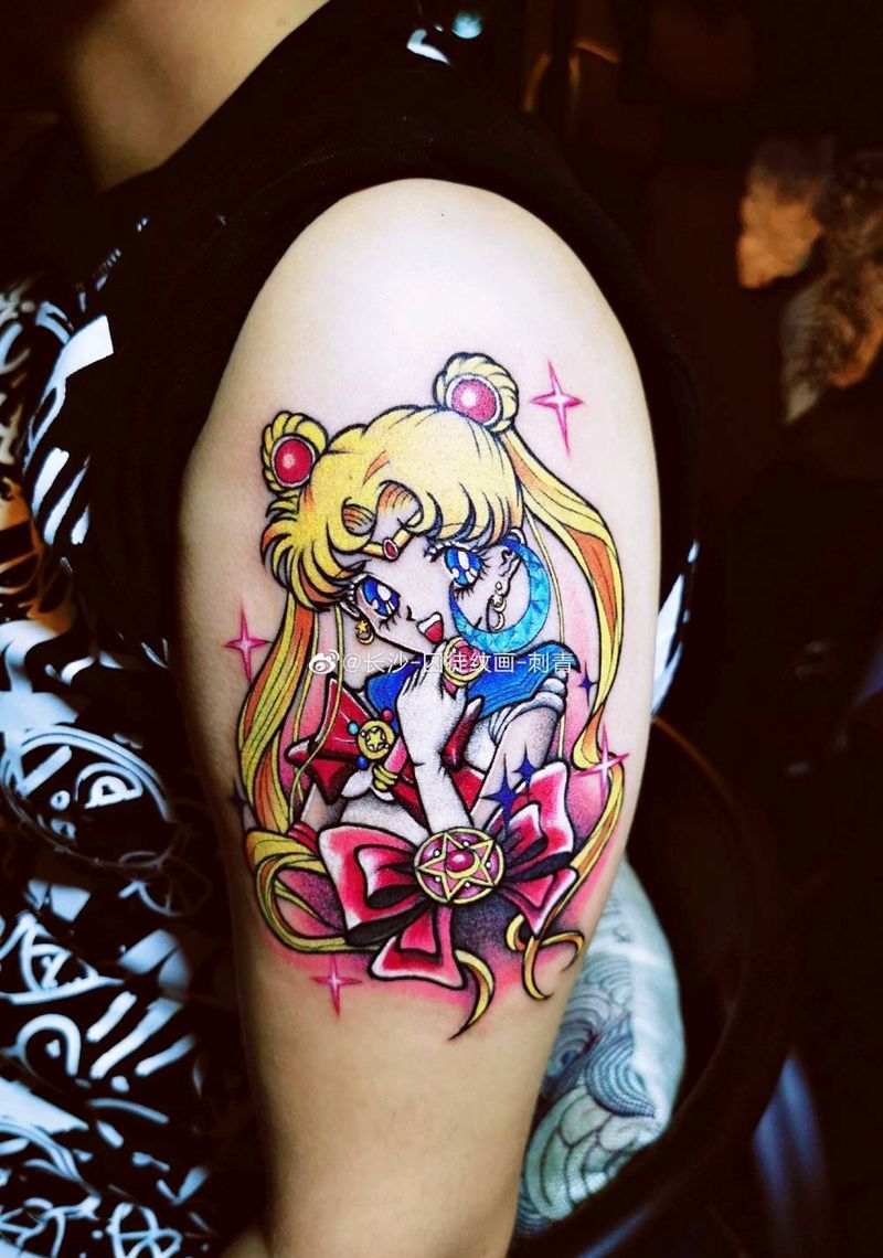 美少女战士纹身图片_手臂New School卡通动漫纹身图案