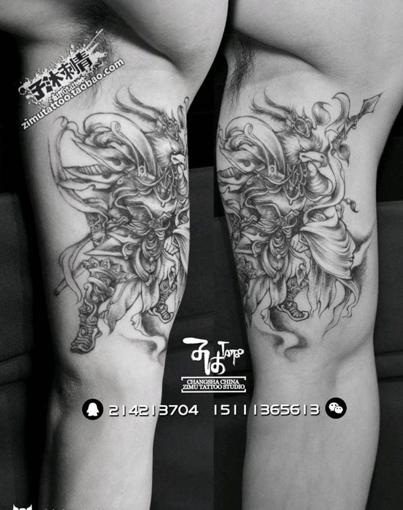 耗时2.6 生肖财神守护神 大纹身图片_成品纹身图案