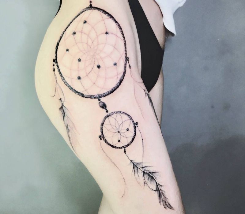 捕梦网纹身图片_成品腰部荆州唯刺青静物欧美纹身图案