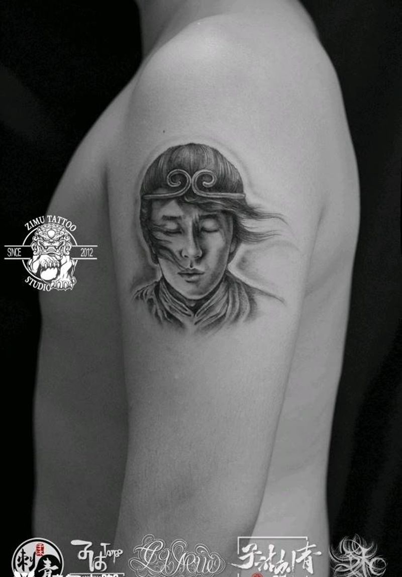 大话西游周星驰至尊宝紧箍孙悟空纹身图片_手臂欧美写实新传统纹身图案