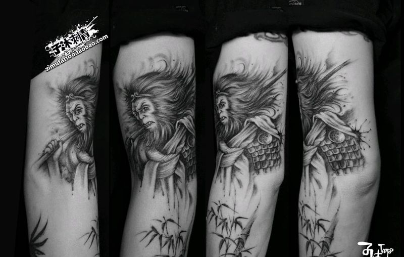泼猴 泼墨纹身图片