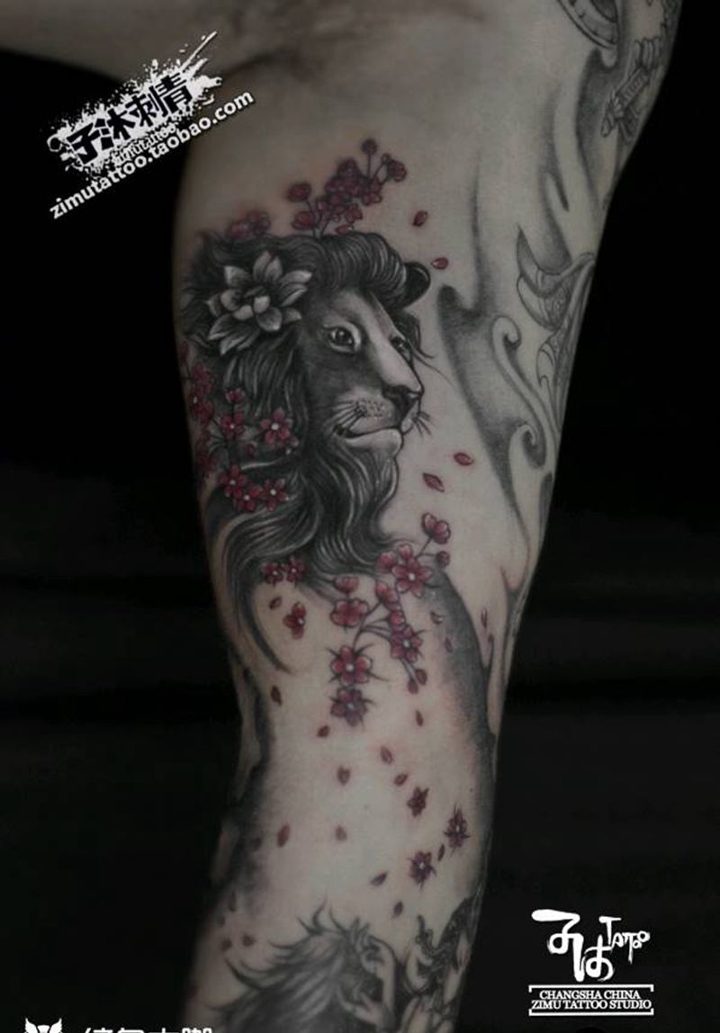 耗时4.0 大臂内侧 狮子纹身图片
