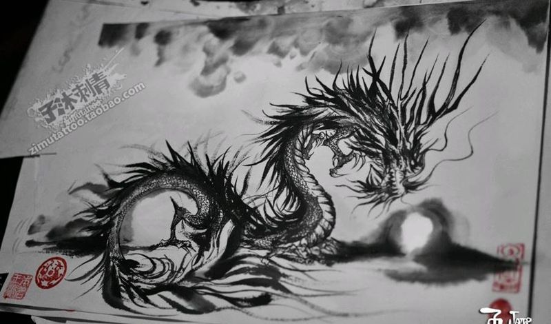 水墨涂鸦纹身图片