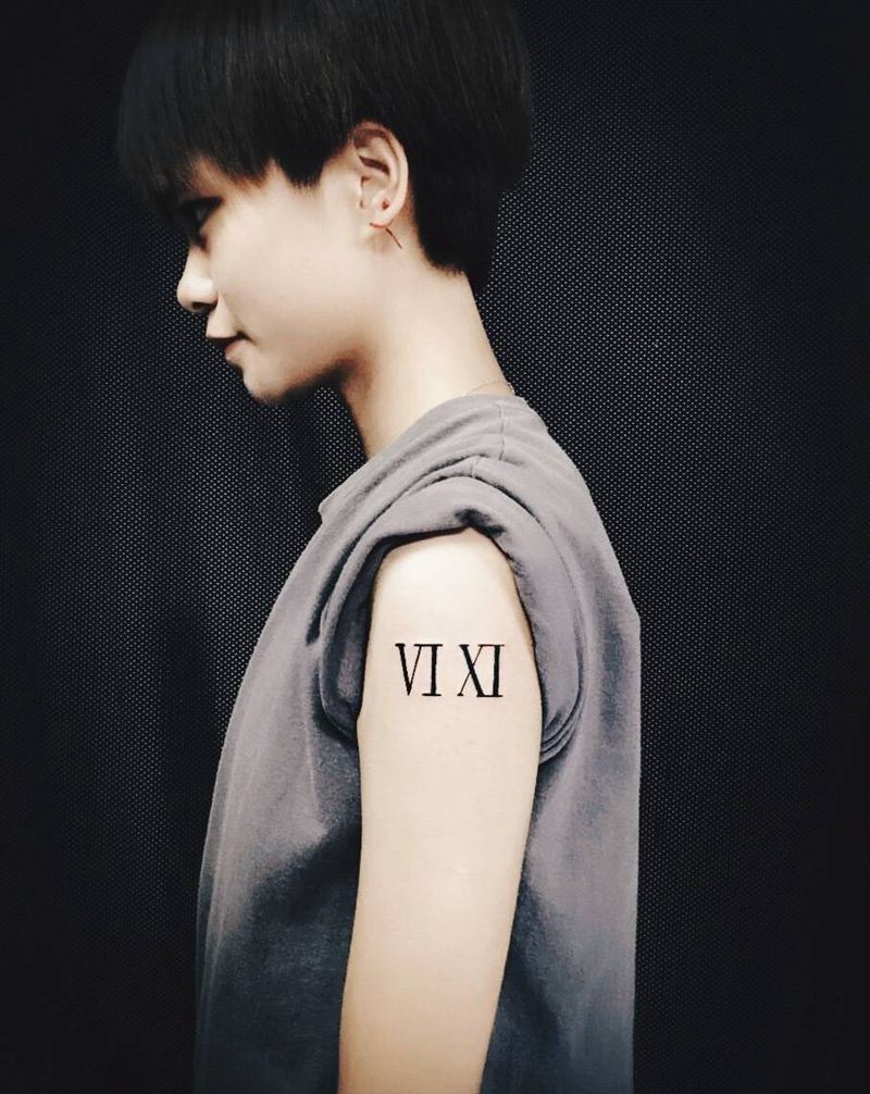 羅馬數字纹身图片_手稿手臂清新字符纹身图案