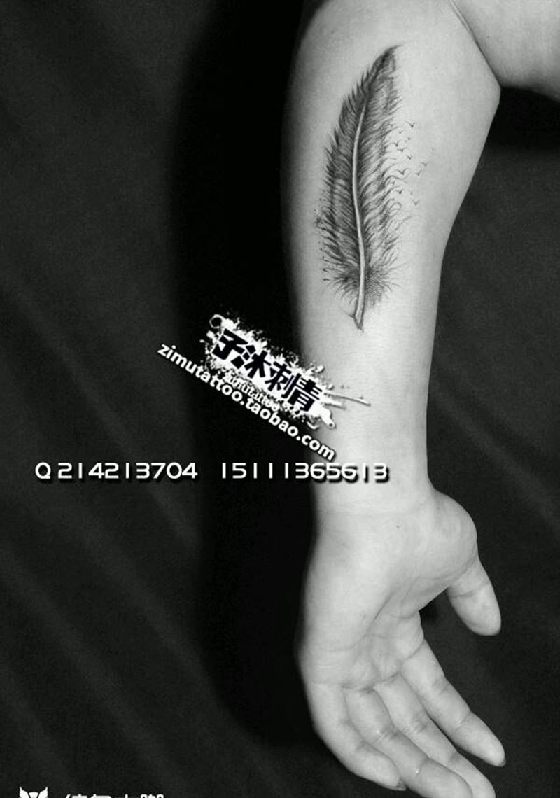 羽毛遮盖纹身图片