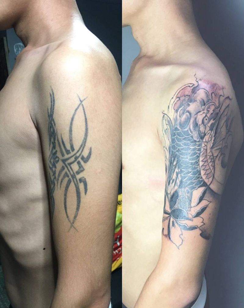 遮盖纹身图片_成品插画手臂传统动物荆州唯刺青纹身图案