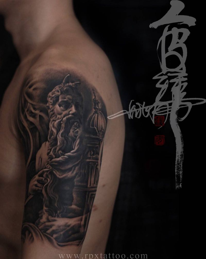 摩西包大臂纹身图片_成品手部手臂写实欧美人物纹身图案