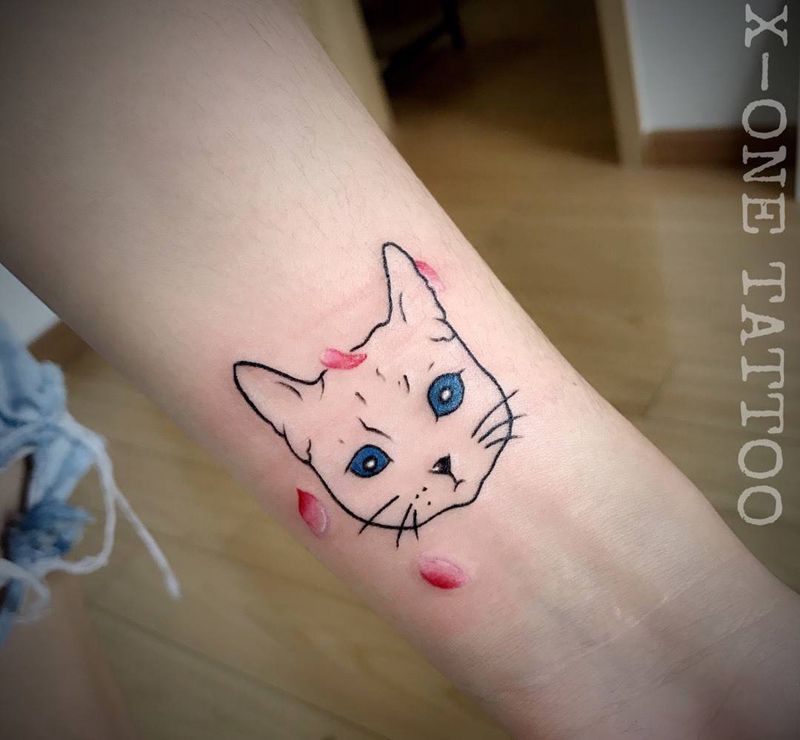 櫻花落 /作品纹身图片_手稿手部清新动物纹身图案