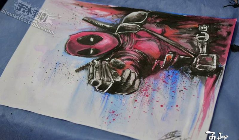 水彩泼墨涂鸦手稿纹身图片