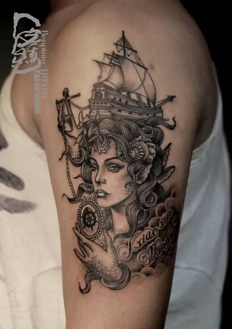 大臂纹身图片_手部手臂欧美写实人物纹身图案