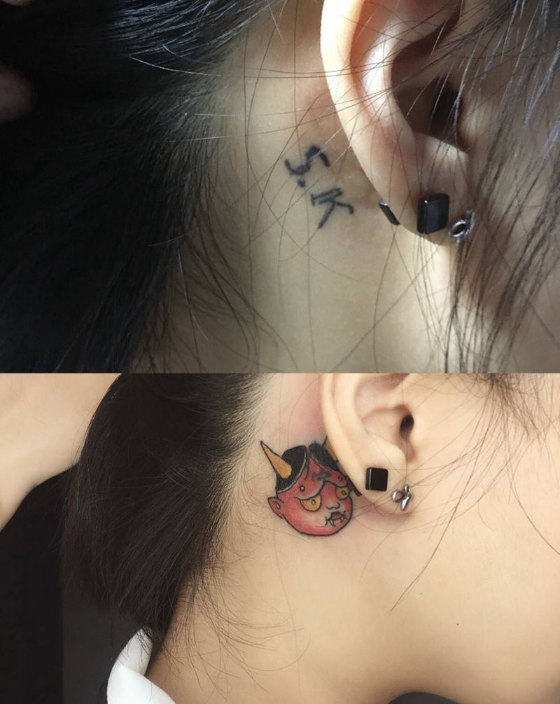 遮盖纹身图片_老传统脖子纹身图案