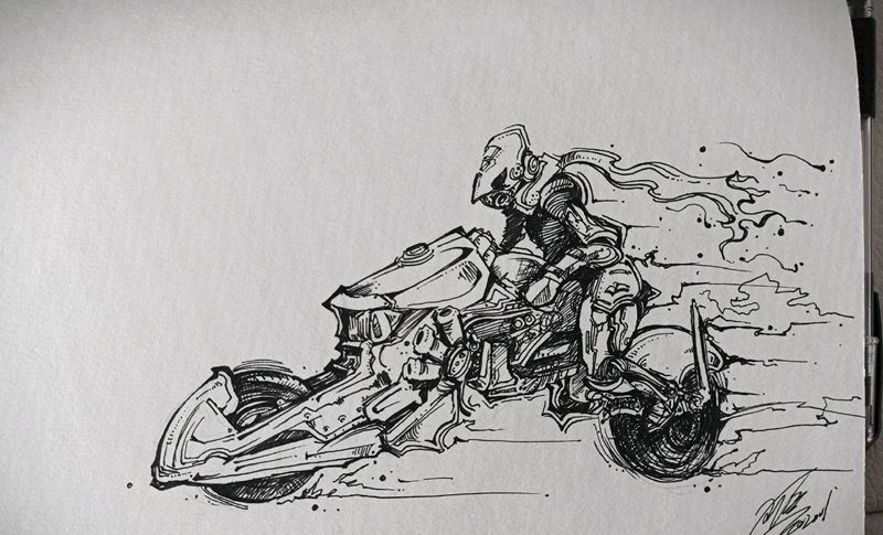 骑士速写涂鸦纹身图片_几何纹身图案