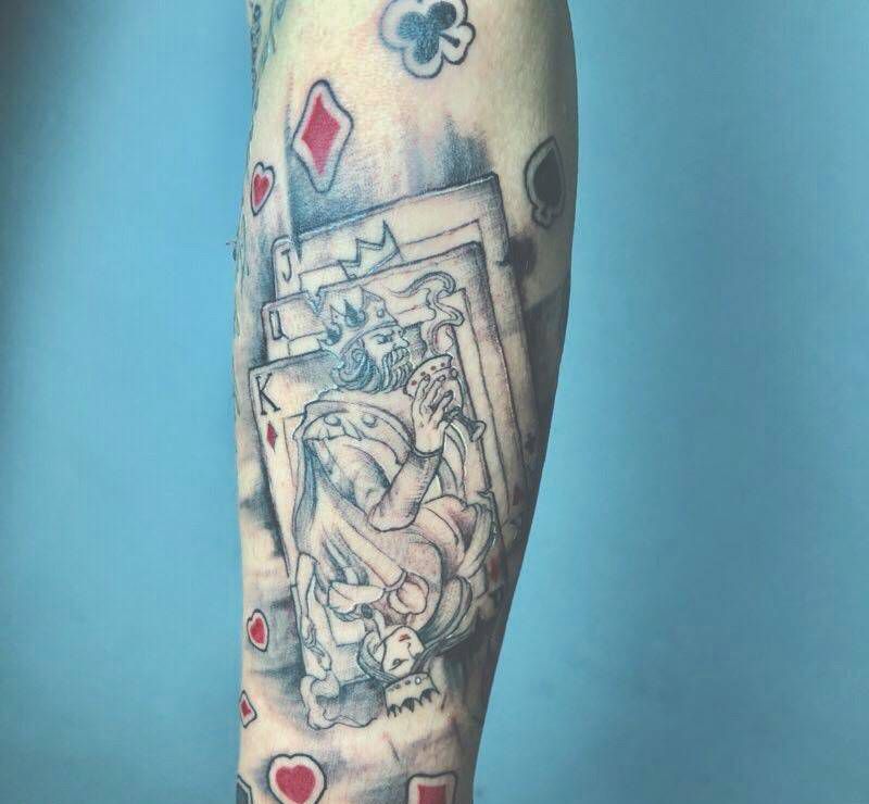 扑克牌纹身图片_成品手稿手臂欧美贴纸人物荆州唯刺青原创纹身图案