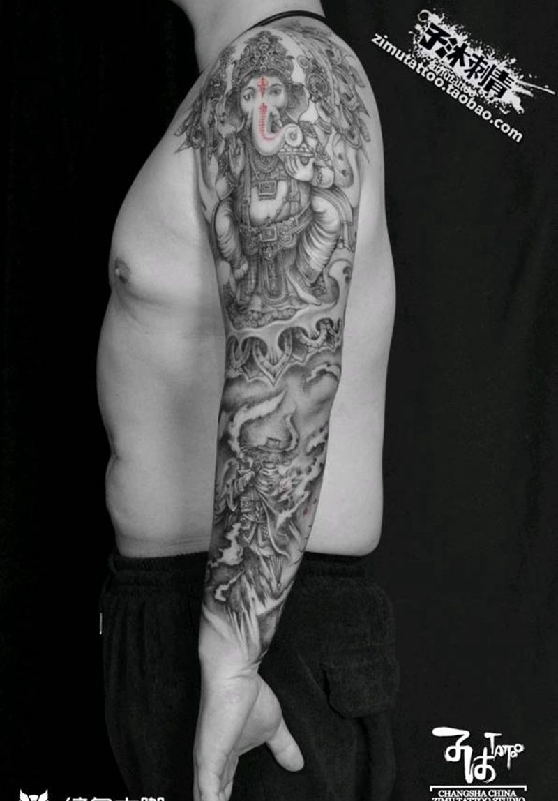 一条花臂 伴随一生纹身图片