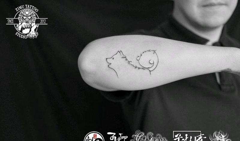 狗狗纹身图片_几何纹身图案