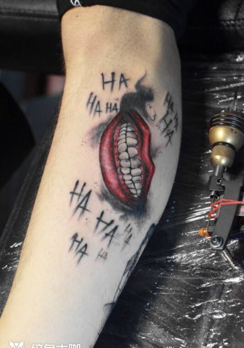 自杀小队纹身图片_成品腿部欧美写实人物荆州唯刺青纹身图案