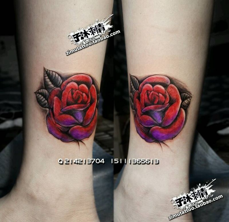 疤痕遮盖……彩色玫瑰纹身图片