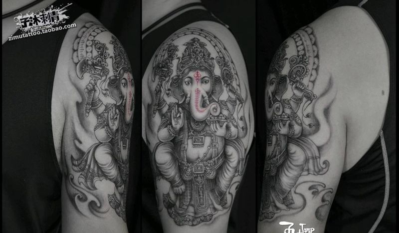 耗时9.0 象头神迦尼萨纹身图片