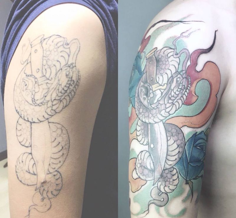 修改融合纹身图片_成品欧美原创荆州唯刺青纹身图案