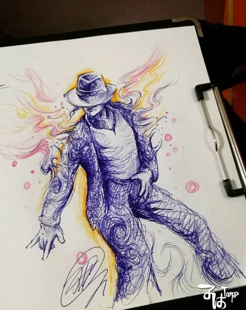 mj圆珠笔涂鸦纹身图片