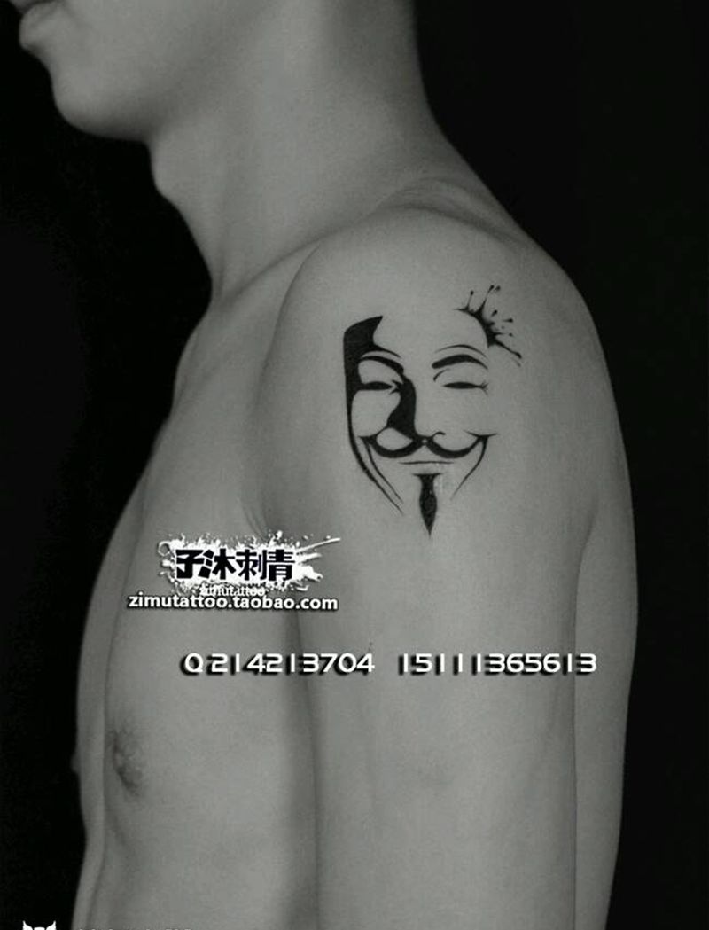 这张面具之下不止是血肉之躯，也纹身图片_手臂欧美肖像清新人物成品纹身图案