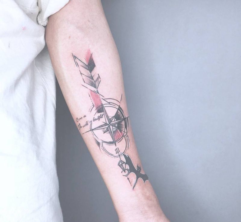指南针纹身图片