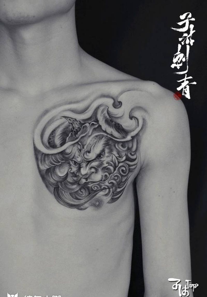 君王自神武，况乃富貔貅纹身图片_新传统纹身图案