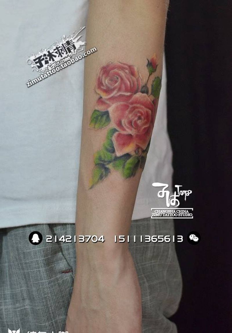 耗时不详 子沐一年前作品 稍润纹身图片_欧美清新植物原创成品纹身图案