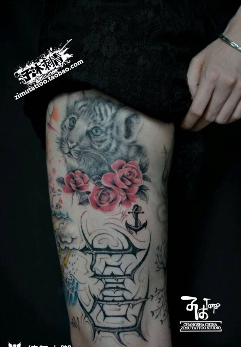 陆陆续续 各个小图拼贴 填满了纹身图片