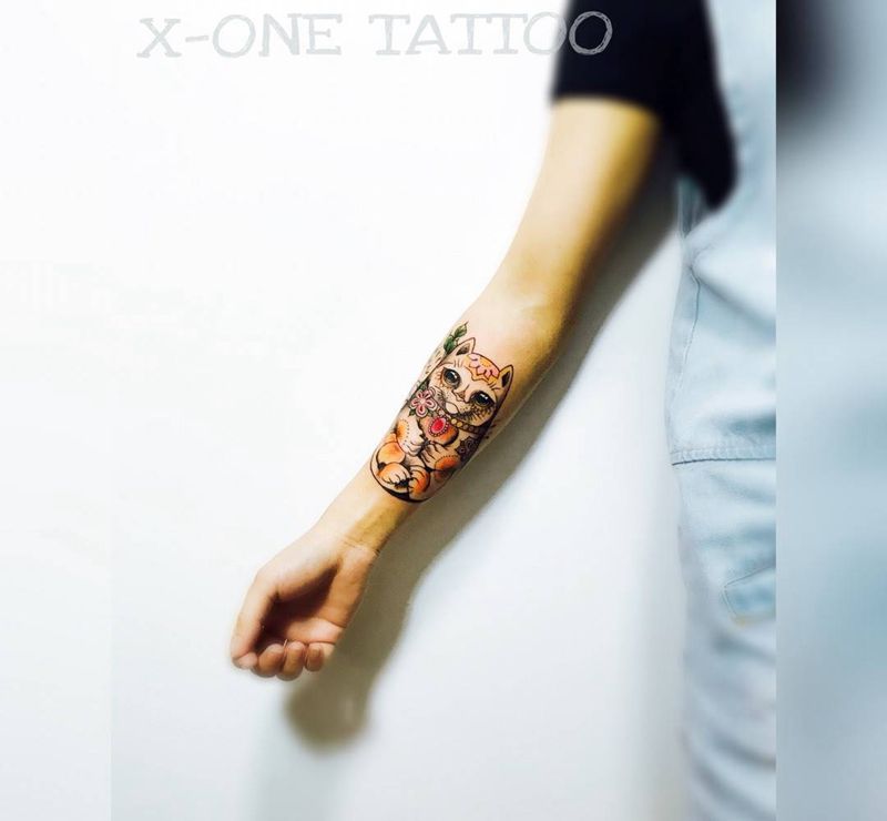 又一個貓奴誕生纹身图片_手稿手部欧美动物纹身图案