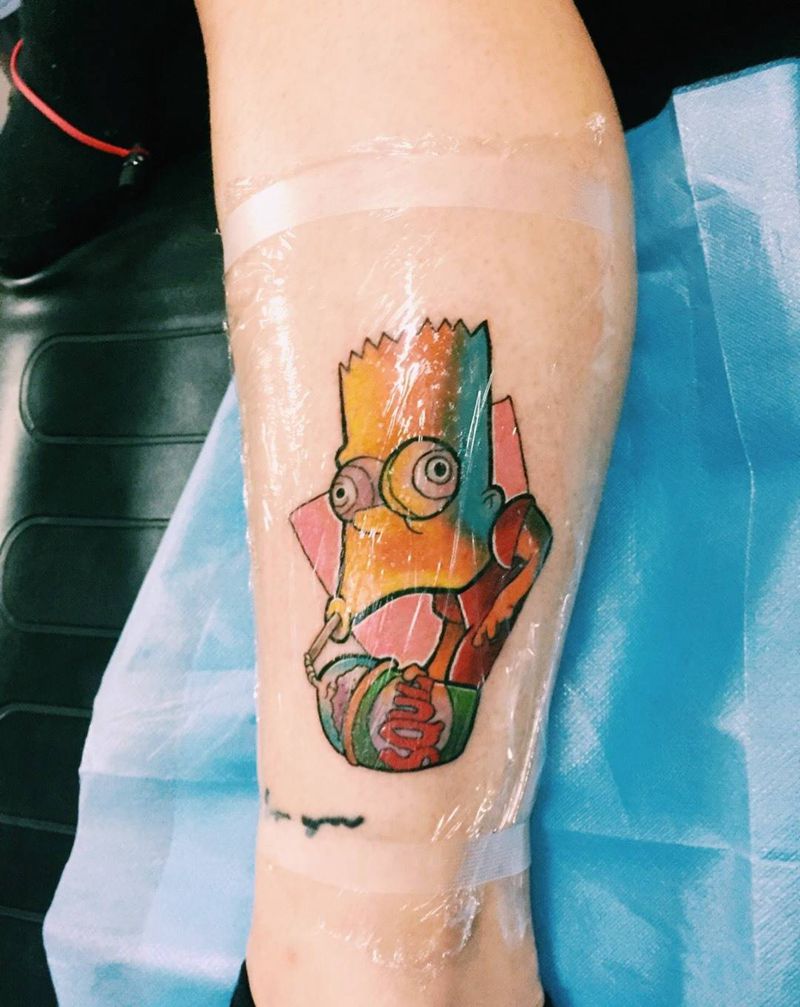 辛普森纹身图片_成品脚部欧美纹身图案