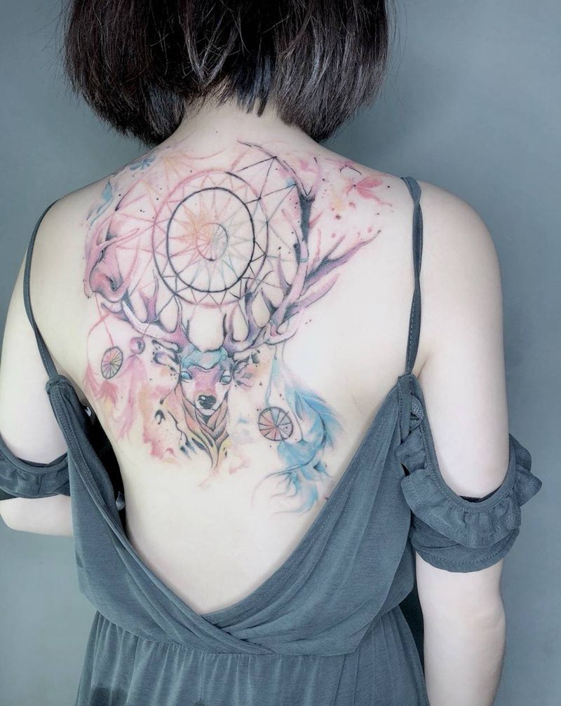 捕梦网纹身图片