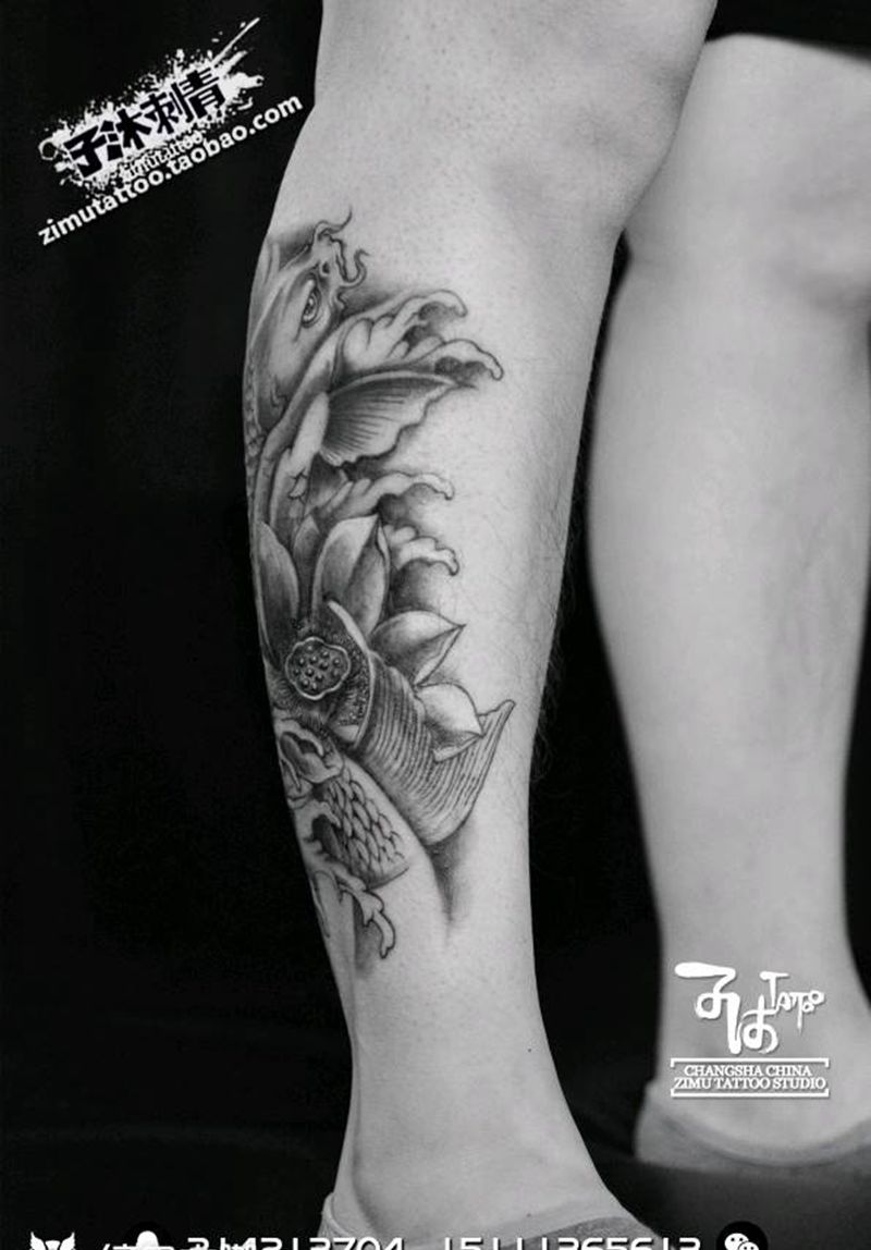 小腿共耗时7.3纹身图片_动物成品纹身图案